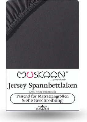 Produktbild von Jersey Spannbettlaken 90x200 cm - 100x200 cm Schwarz - 100% Baumwolle