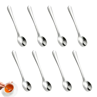 Productafbeelding van Espressolepelset - 8 stuks, gemaakt van roestvrij staal - Koffielepels en dessertlepels, vaatwasmachinebestendig - Zilverkleurig