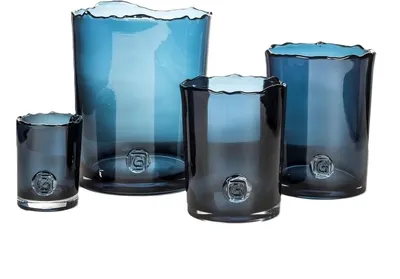 Produktbild von Dbt Teelichthalter-Vase Glas-Blau D 21cm H 25cm (2. von links im Foto)