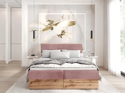 Produktbild von Boxspringbett TILIA-160x200cm Bettkästen|Topper|Doppelbett|Bonellmatratze|Cord Stoff |Polsterbett|Wotan Plattet-Rosa