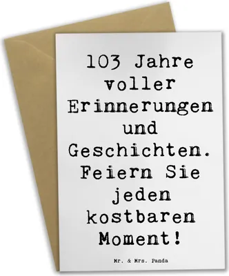 Produktbild von Mr. & Mrs. Panda Glückwunschkarte Spruch 103. Geburtstag Erinnerungen - Weiß - Geschenk, Jubiläum, osterkarte, unvergesslicher Tag, feiern, liebevolle Geschenke