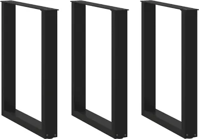 Image de Pieds de table à manger en U 3 pièces Noir 70 x (72-73) cm Acier