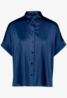 Produktbild von Zero Damen Bluse im Hemdblusen-Design, kurzärmelig, gefertigt aus Satin