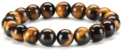 Obrázok produktu pre COSFAN Náramok z prírodného kameňa tiger oko, 10 mm, s krištáľovými korálkami, pre mužov