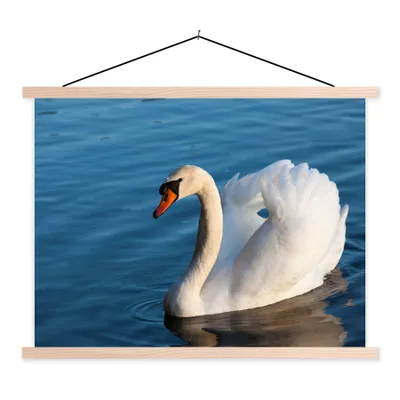 Produktbild von MuchoWow® Textilposter Schwan - Wasser - Vogel - Weiß 40x30 cm mit holzfarbenen Rahmen - Bilder