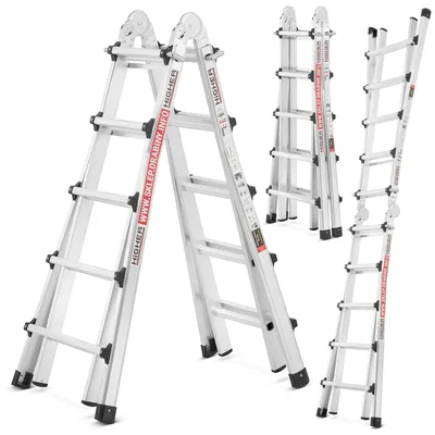 Zdjęcie produktu dla Drabina aluminiowa przegubowa teleskopowa HIGHER Combo 4x5 6,50m