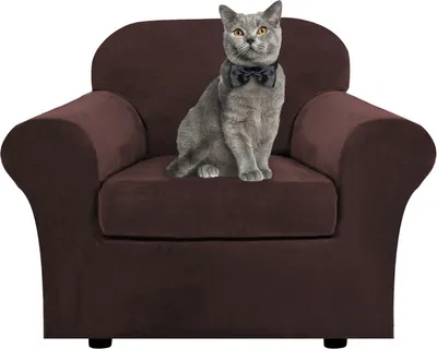 Produktbild von Samt Sofa Schonbezug Soft Stretch Couch Bezug High Elasthan Möbel Protector, 1-Sitzer / 81-122 cm,Braun
