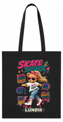 Productafbeelding van Stoffentas zwart – Katoenen tas met skateboardmotief – LUNØIR ©
