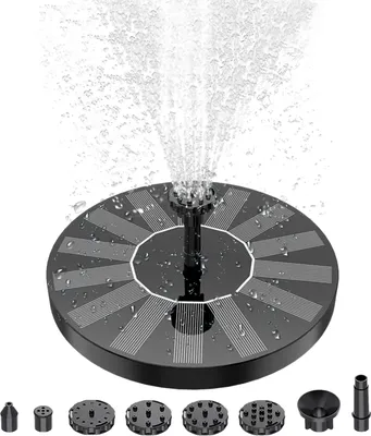 Produktbild von 1,4 W Solarbrunnenpumpe mit 6 Duesen, freistehende Wasserpumpe, schwimmender Springbrunnen fuer Vogeltraenke, Aquarium, Pool, Garten, Teich