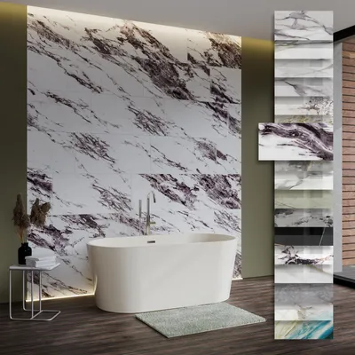 Produktbild von HEXIM Marmorplatten Optik 6 Stück 78x39cm SPC Kunststoff Innen & Außenbereich Granit Steinoptik - Duschrückwand Küchenrückwand Dekorpaneeel uv-beständig weiß (1,83 m² 2006) A-Serie