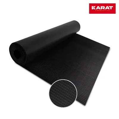 Image de Tapis en caoutchouc Karat finement nervuré, tapis en caoutchouc antidérapant 3 mm, résistant à l'usure et aux intempéries pour atelier, garage et industrie – 50 x 250 cm