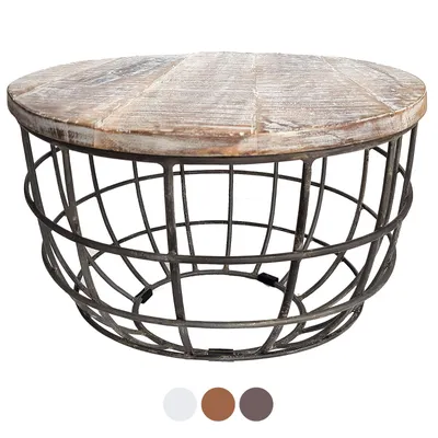 Produktbild von Couchtisch Lexington Wohnzimmertisch Ø 75cm Massivholz weiß gekälkt