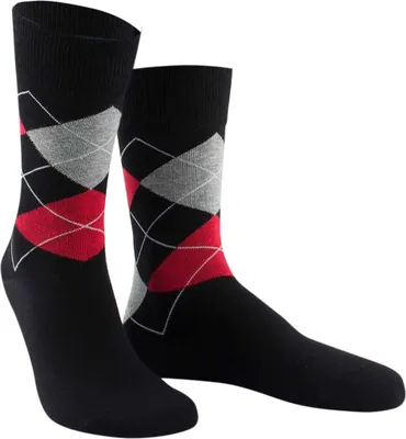 Produktbild von 2 Paar Herren Anzugsocken Scottish Argyle Baumwolle 1 Karo 1 Unifarben Gr. 43/46 schwarz