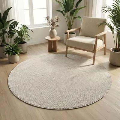 Immagine prodotto di Carpetsale24 Tappeto Soggiorno Tinta Unita Bouclé Anelli Stile Scandi Robusto Morbido per Camera da Letto, Dimensioni: 200 cm Rund