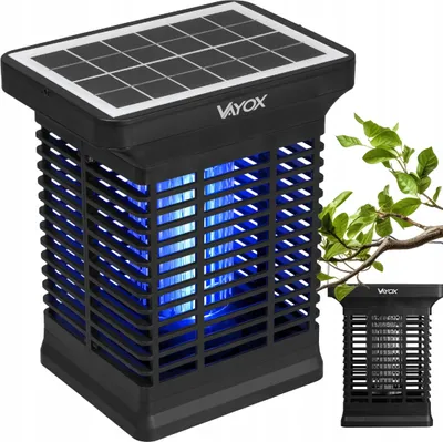 Immagine prodotto di Vayox Lampada UV per insetti Trappola elettrica per insetti IKV-200 | con pannello solare | Nero
