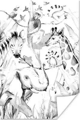 Produktbild von MuchoWow® Poster Aquarellieren - Tiere - Elefant - Jungen - Mädchen - Kinder - Kinder 20x30 cm - Papierdruck