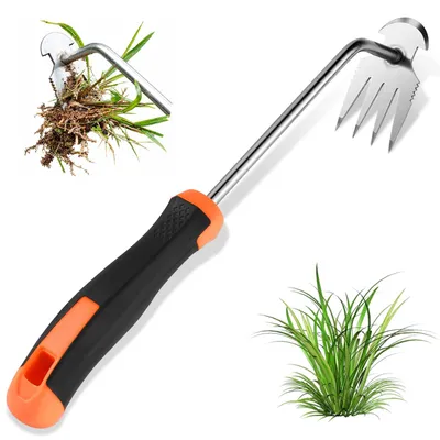 Immagine prodotto di Erpicatore sarchiatore - Acciaio inox - Con guanti - Per giardino e prato