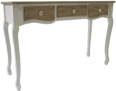 Immagine prodotto di Tavolino consolle in stile rustico Casa Padrino, con 3 cassetti, bianco/marrone, dimensioni 120 x 40 x 78 cm