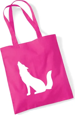 Produktbild von Huuraa Jutebeutel Heulender Wolf Silhouette 10 Liter Fuchsia Baumwolle Tasche Geschenkidee