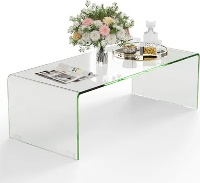 Produktbild von Couchtisch Glastisch U-förmiger Beistelltisch aus Gehärtetem Glas 108 x 50 x 35 cm
