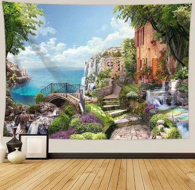 Produktbild von Urlaub Wandteppich Wohnkultur Landschaft Wandteppich Wohnzimmer Schlafzimmer Dekoration Wandteppich Zimmer Vorhang Strandtuch (180cm x 230cm, Farbe 9)