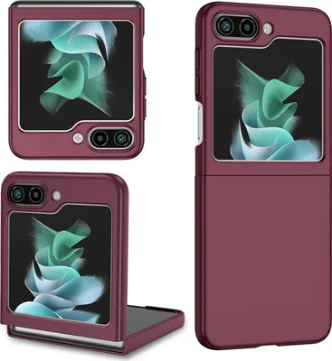Image de Etui pour Samsung Galaxy Z Flip 5, étui fin et rigide en PC résistant aux rayures Bordeaux