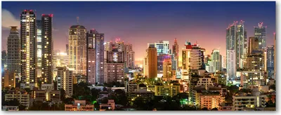 Produktbild von Tulup® Glas-Bild Wandbild aus Glas - 125x50 - Wandkunst - Wandbild hinter gehärtetem Sicherheitsglas - Dekorative Wand für Küche & Wohnzimmer  - Sehenswürdigkeiten & Architektur - Bangkok bei Nacht - Mehrfarbig