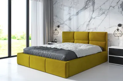 Produktbild von Polsterbett  EMMO-OM 180x200 cm mit Bettkasten und Lattenrost. Farbe: Gold.