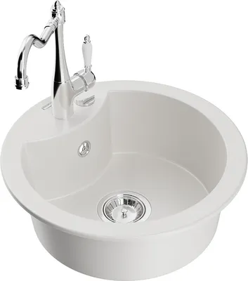 Produktbild von Mexen Diego 1-Becken-Granit-Spüle mit Mischbatterie Carla, Weiß - 6512-20-670700-00