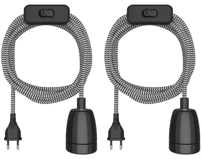 Textilkabel-Set LEHA II, 2 Stück, E27, 3 m, schwarz/weiß