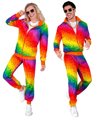 Produktbild von W WIDMANN MILANO Party Fashion - Trainingsanzug in Regenbogenfarben – Regenbogen - Pixelmuster, Größe S