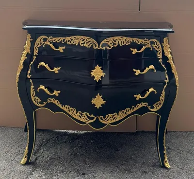 Produktbild von Casa Padrino Barock Kommode mit 3 Schubladen Schwarz / Gold 105 cm - Barock Möbel
