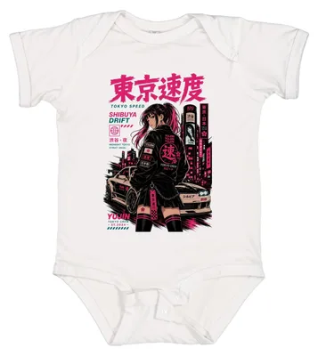 Produktbild von Tokyo Speed Shibuya Drift Anime Girl JDM Midnight Japan Y2K Pink Manga Baby Body, Weiß, 6/12