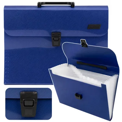 Zdjęcie produktu dla Folder Folder Organizer na dokumenty 13 przegródek Niebieski A4
