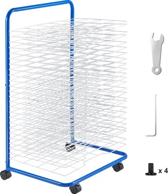 Obrázok produktu pre VEVOR Kunst-Trockenständer mit 25 herausnehmbaren Regalen (584 x 400 mm) Trockenständer mit feststellbaren Rädern, Gemälde-Trockenständer aus Kohlenstoffstahl