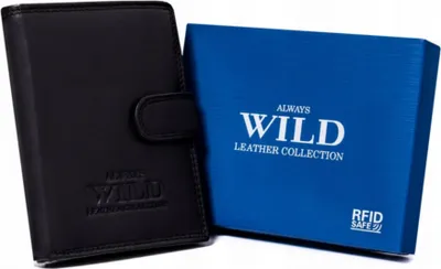 Produktbild von Always Wild | Große Ledergeldbörse, für Männer, in vertikaler Ausrichtung, Schwarz, Naturleder, 10x13 cm