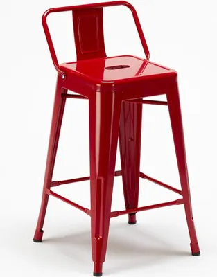 Produktbild von Barhocker im industrie stil aus metall mit rückenlehne Steel Top - Rot
