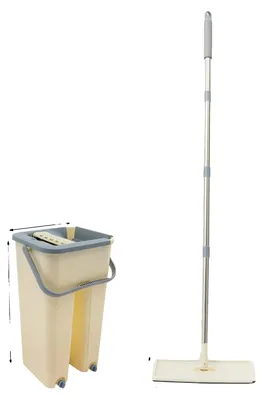 Obrázok produktu pre Mop na podlahu, otočná hlavica o 360°, systém s dvoma nádržkami, farba: béžová