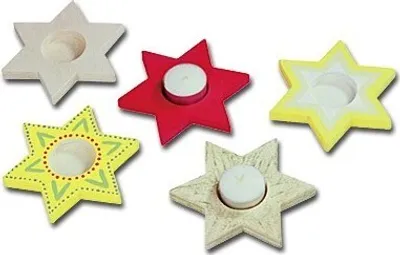 Obrázek produktu pro Hvězdicový držák na čajovou svíčku, z přírodního dřeva, D: cca 13,5 cm od Beleduc