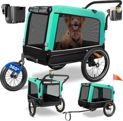Produktbild von KESSER® Hundeanhänger Boxer 3-in-1 Hundebuggy & Jogger Fahrradanhänger groß ca. 240 Liter Volumen, gefedert, 360° Grad Vorderrad, 600D Oxford Canvas, SmartSpace Concept, maximale Belastbarkeit: 40 kg