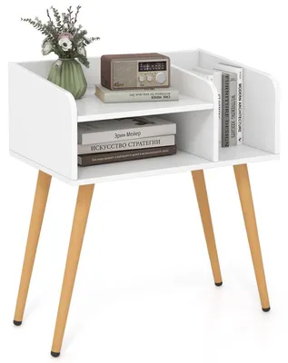 Obrázok produktu pre Nočný stolík s 3 otvorenými priehradkami, rozmer 50 x 32 x 58 cm, farba: biela