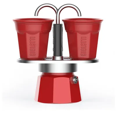 Produktbild von Bialetti Espressokocher Set Mini Express rot + 2 Espressobecher