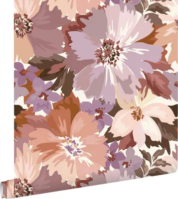 Obrázek produktu pro ESTAhome Tapety květiny fialové a terakotové 50 x 900 cm