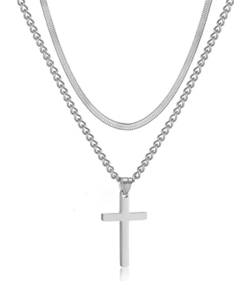 Immagine prodotto di Collana uomo in acciaio inox argento/oro/nero a strati 60cm
