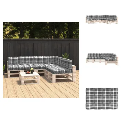 Produktbild von vidaXL Palettensofa-Auflagen 7 Stk. Grau Karomuster -  Sitzpolster