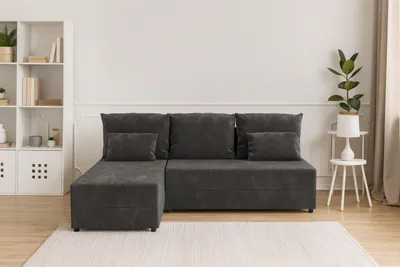 Zdjęcie produktu dla Narożnik KUBO L FIT z funkcją spania 120x200, pojemnik na pościel, uniwersalny L/P, Kronos 34 grafitowy, 206 cm