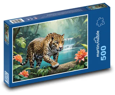 Zdjęcie produktu dla Puzzle 500 Jaguar w tropikalnej dżungli - martinpuzzle