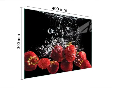 Produktbild von Schneidebrett Herdabdeckplatte Multiglasschneidplatte 40x30 cm Erdbeeren Schwarz