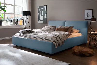 Produktbild von KAWOLA Bett HENRY Polsterbett Cord hellblau 160x200cm