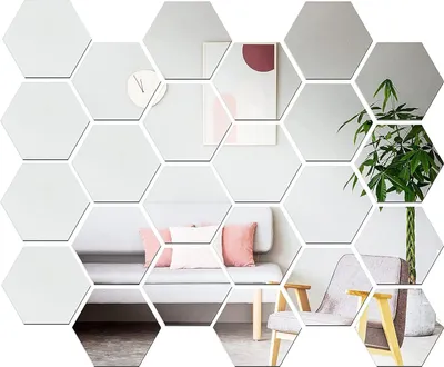 Produktbild von 24 Stück Hexagon Spiegel Fliesen Wandaufkleber, Spiegel Wandaufkleber Spiegelfliesen Fliesen Spiegel Wandaufkleber Für Zuhause Wohnzimmer Schlafzimmer TV Wand Flur Wanddekoration